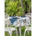 thumbnail image 2 of Outdoor Tablecloth with Umbrella Hole and Zipper, Thanksgiving Round Table Cloth 60 Inch Waterproof Tablecloth, Fall Blue White Pumpkin Leaves Floral Plaid Picnic Table Cover for Patio Camping, 2 of 7