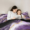 thumbnail image 6 of Feelyou Chic Glitter Marble Bedding Comforter Set, Abstract Ombre Plum Twin Comforter Sets, Fashion Marbling Theme Reversible Bedding Set, Super Cozy Room Decor, 2pcs, 6 of 9