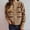 Khaki, variant on Lilgiuy Women's Fashion Casual Irregular Stripe Contrast Color Single Breasted Crewneck Cropped Cardigan Sweater Jacket for School College