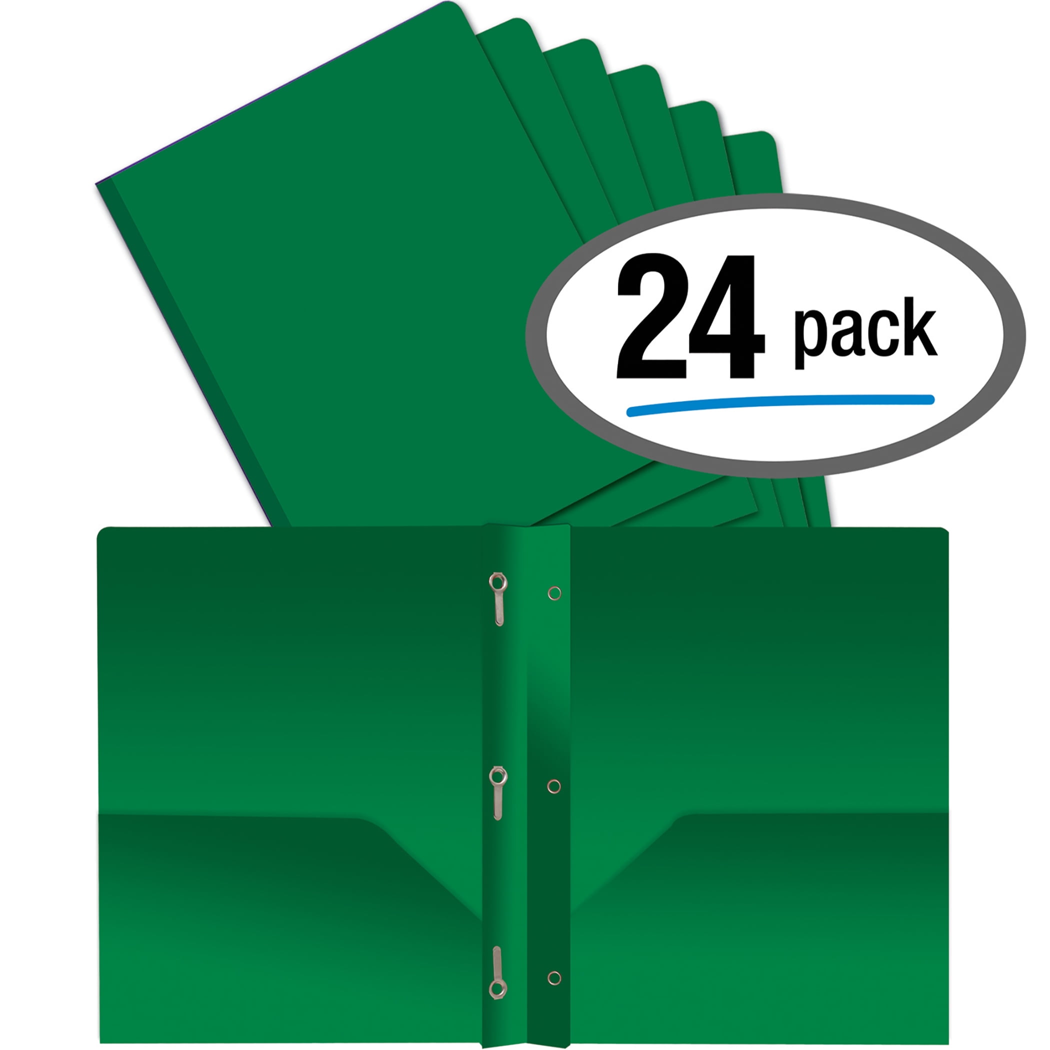 Better Office Products Green Plastic 2 Pocket Folders with