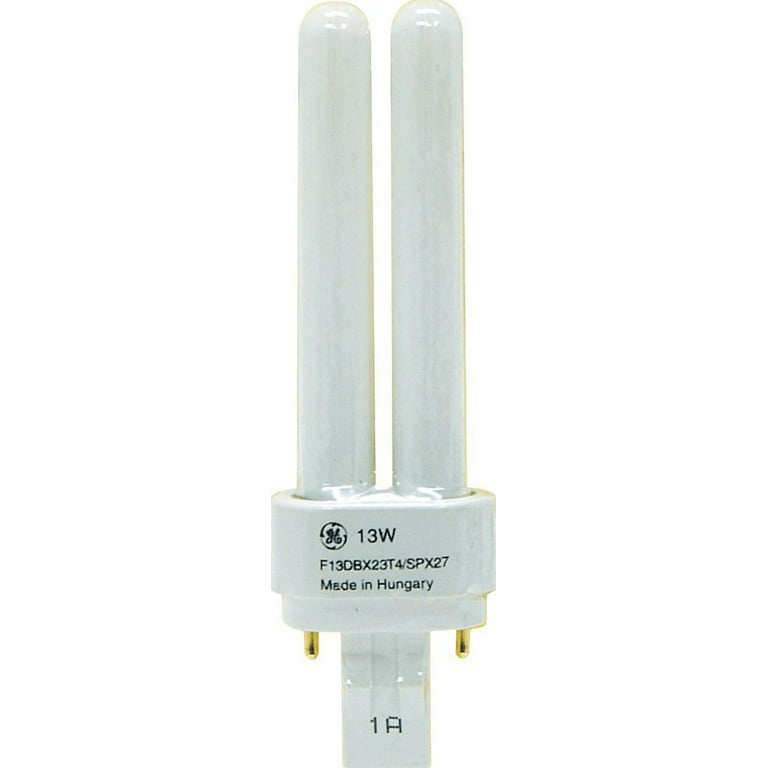 GE 97586/975865 4-Pack F13DBX23/827/ECO 13-Watt Quad-Tube Compact  Fluorescent Light Bulb, 2700K, 810 Lumens, T4 shape, GX23-2 2-pin base