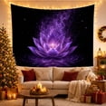 thumbnail image 3 of Luminous Purple Lotus in Starry Night Sky Mystical Celestial Art for Meditation Enthusiasts Ethereal Space Decor Housewarming Gift Tapestry Wall Hanging for Bedroom and Living Room, 3 of 7