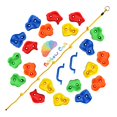 thumbnail image 3 of Rainbow Craft DIY Monkey Rock Climbing Holds for Kids - Wall Climbing Rocks of 20pc Rock Wall Holds, 2pc Handles & 1pc 8ft Knotted Climbing Rope - Kids Rock Climbing Holds Rock Wall Climbing Kit, 3 of 5