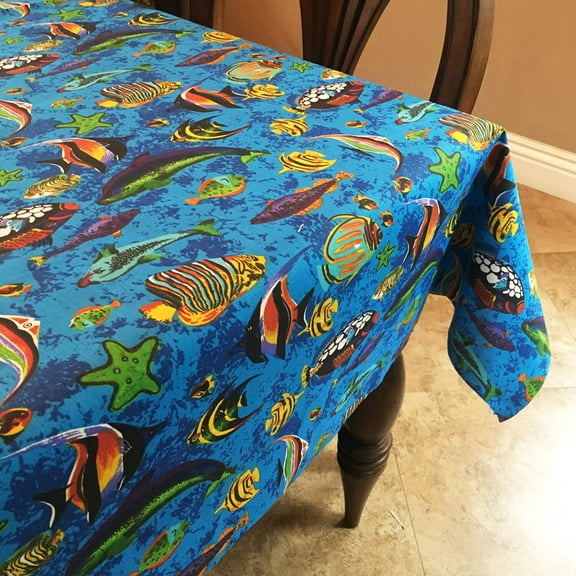Cotton Tablecloth Animal Print Fish Aquarium