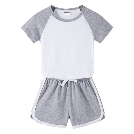 

Sngxgn Girl s 2 Piece Outfits Ribbed Knit Backless Ruffle Hem Halter Top and Shorts SetGirls Outfits Grey 5-7Y