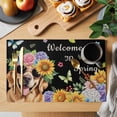 thumbnail image 2 of Placemats Set of 6, Spring Dog Woven Placemat, Linen Place Mats for Kitchen/Dining Tables, Black Watercolor Botanical Floral Sunflower Washable Table Mats for Party, 2 of 8