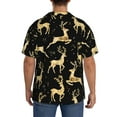 thumbnail image 5 of Vsdgher Christmas Gold Deers Print Men's Wrinkle Free Untucked Cuban Shirt Business Casual Button Down Shirts Short Sleeve Shirt, 5 of 7