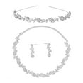 thumbnail image 1 of MasteelfCA Bridal Wedding Rhinestone Decorated Floral Jewelry Set Tiara Necklace Earrings (Silver), 1 of 7