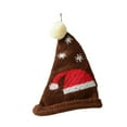 thumbnail image 3 of Mini gorro navideño, gorro cálido, gorro de punto, gorro con pompón de moda, gorro de Papá Noel para restaurante, habitación de hotel, apartamento, Café de color intenso, 3 of 8