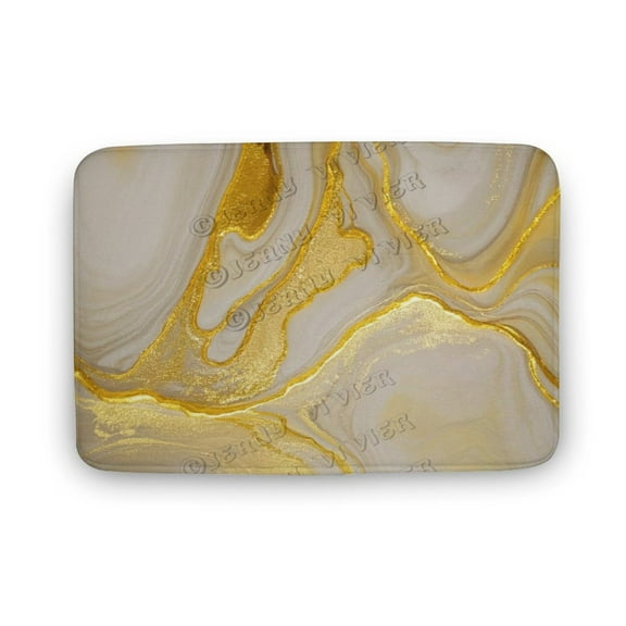 20x32 Inch Gold Marble Printed Bath Mat - Soft and Washable