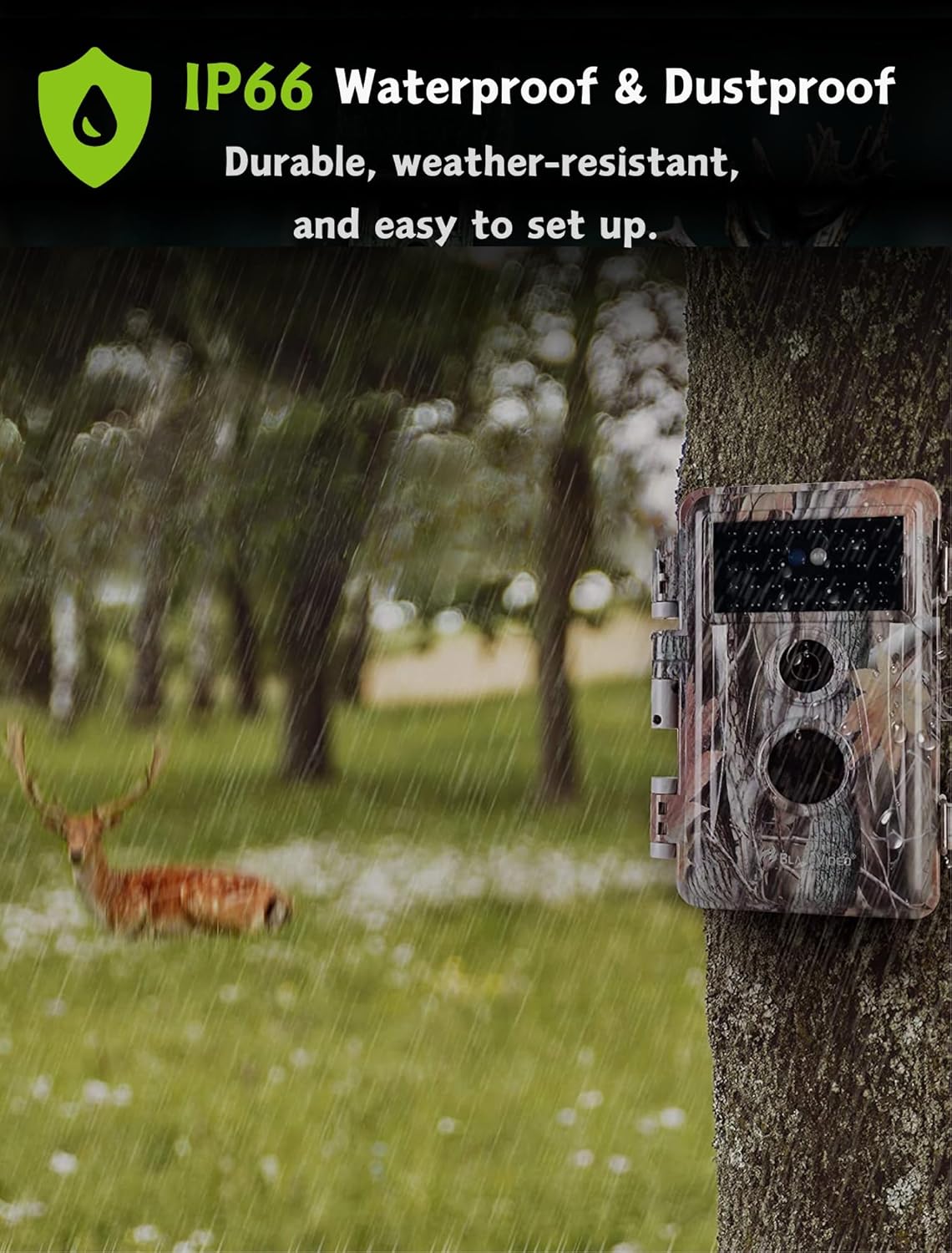 2-Pack BlazeVideo Game and Deer Trail Camera 64MP, 12960P H.264 MP4 No Glow Night Version for Wildlife Hunting Field Tree Scouting Cam for Outdoor Animal Tracking andIndoor Security Surveillance
