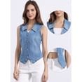thumbnail image 2 of DARING DIVA Women's Denim Vest Sleeveless Jean Jacket Tops Button Down Waistcoat XL Blue, 2 of 6