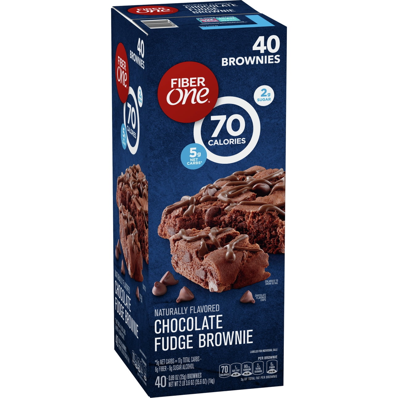 Fiber One 70 Calorie Brownies, Chocolate Fudge, Snack Bars, 40 ct