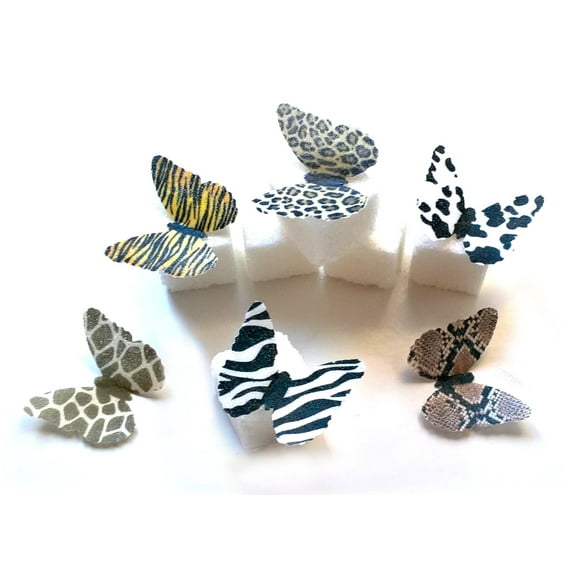 24 Very Small 1" Assorted Animal Print Edible Image Wafer Paper Deco Machine? Butterflies Wedding Birthday Cake Cookie Cupcake Butterfly Dessert Topper Decoration Party Supplies
