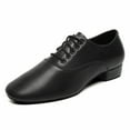 thumbnail image 1 of Men's Ballroom Dance Shoes Black Leather Sole Tango Salsa Latin Character Shoe, Black 8.5 M US, 1 of 7