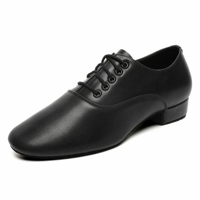 Men's Ballroom Dance Shoes Black Leather Sole Tango Salsa Latin