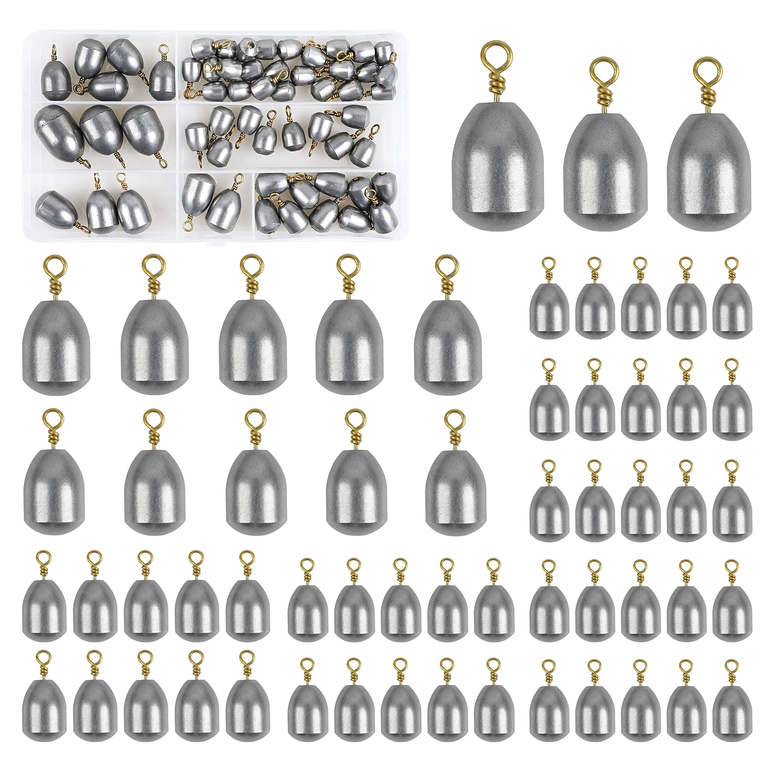 Iron Fishing Weights Kit, 58pcs Assorted Bass Casting Weights Bell Sinkers  Water Drop Catfish Weights for Saltwater Freshwater Fishing 