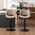 thumbnail image 6 of YOUNIKE Faux Leather Upholstered Bar stools Set of 2, Adjustable Swivel Bar Chair, Counter Height Chairs with Back and Footrest, Khaki, 6 of 13