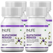 Inlife L Glutathione Reduced Dietary Supplement Capsule 1000Mg, Vitamin C, Milk Thistle, Grape Seed Extract, Biotin For Healthy & Youthful Skin, 30 Counts (Pack Of 4)