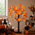 thumbnail image 4 of 2026 23.6in Fall Lighted Maple Tabletop Tree, Orange Artificial Maple Tree with LED Lights, USB & AA Battery Operated Decor for Thanksgiving Halloween Autumn Mantel, 4 of 6