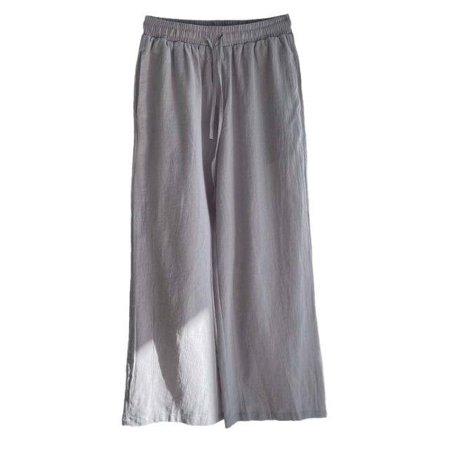 Babysbule Women Loose Plus Size Pants Casual Color Pockets Buttons Elastic Waist Comfortable Straight Pants