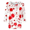 thumbnail image 7 of yoeyez Halloween Shirts for Women 3/4 Length Sleeve Women Shirt Vintage Cute Round Neck Casual Loose Tops Red,XXXL, 7 of 7