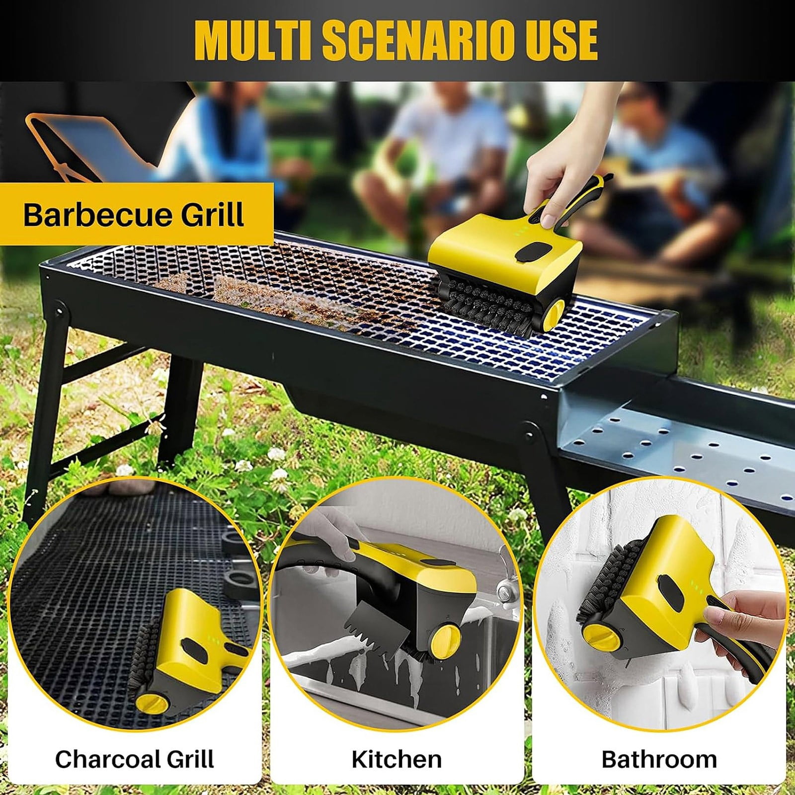 WEIWEIGG Cordless Grill Cleaning Robot Set, Smart BBQ Scrubber Tool with 2600mAh Battery, PP Brush for Griddles & Accessories, Cooktops, Floors​​
