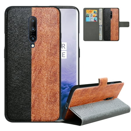 Labanema OnePlus 7 Pro Case with Kickstand, 2 in 1 Detachable Magnetic Protective Folio Flip Cover for OnePlus 7 Pro (Black Brwon)