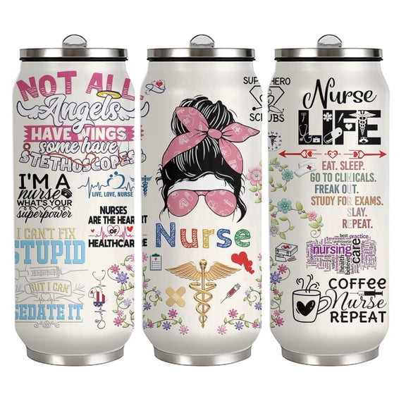 17oz Nurse Tumbler - Stainless Steel Insulated Cup with Straw Lid - Funny Healthcare Gift for Nurses and CNAs