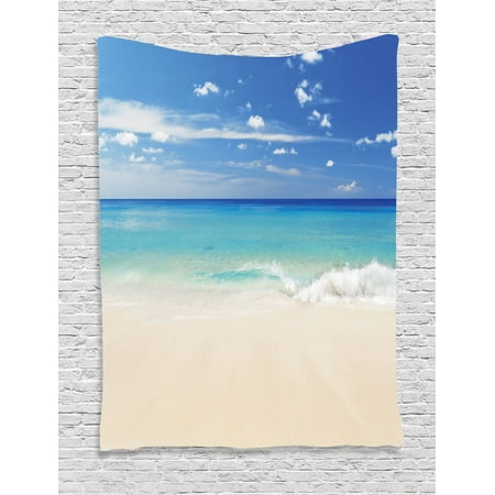 Ocean Style Decor Ocean Decor Wall Hanging Tapestry, Tropical Haven Style Sandy Shore And Sea With Waves Escape To Paradise Theme, Bedroom Living Room Dorm Accessories, By Ambesonne ()