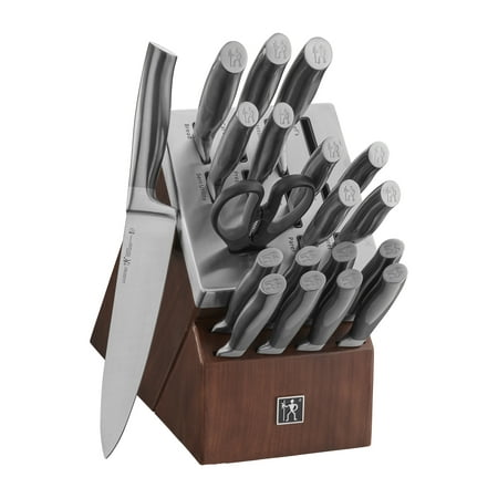 Henckels Graphite 20-pc Self-Sharpening Knife Set with Block, Chef Knife, Paring Knife, Utility Knife, Bread Knife, Steak Knife, Brown