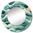thumbnail image 2 of Designart "Oceanic Wave Chevron" Graphic Print Round Mirror Wall Decor Coastal - Large Green Round Bathroom Mirror - Round Mirror - 29" x 29", 2 of 6