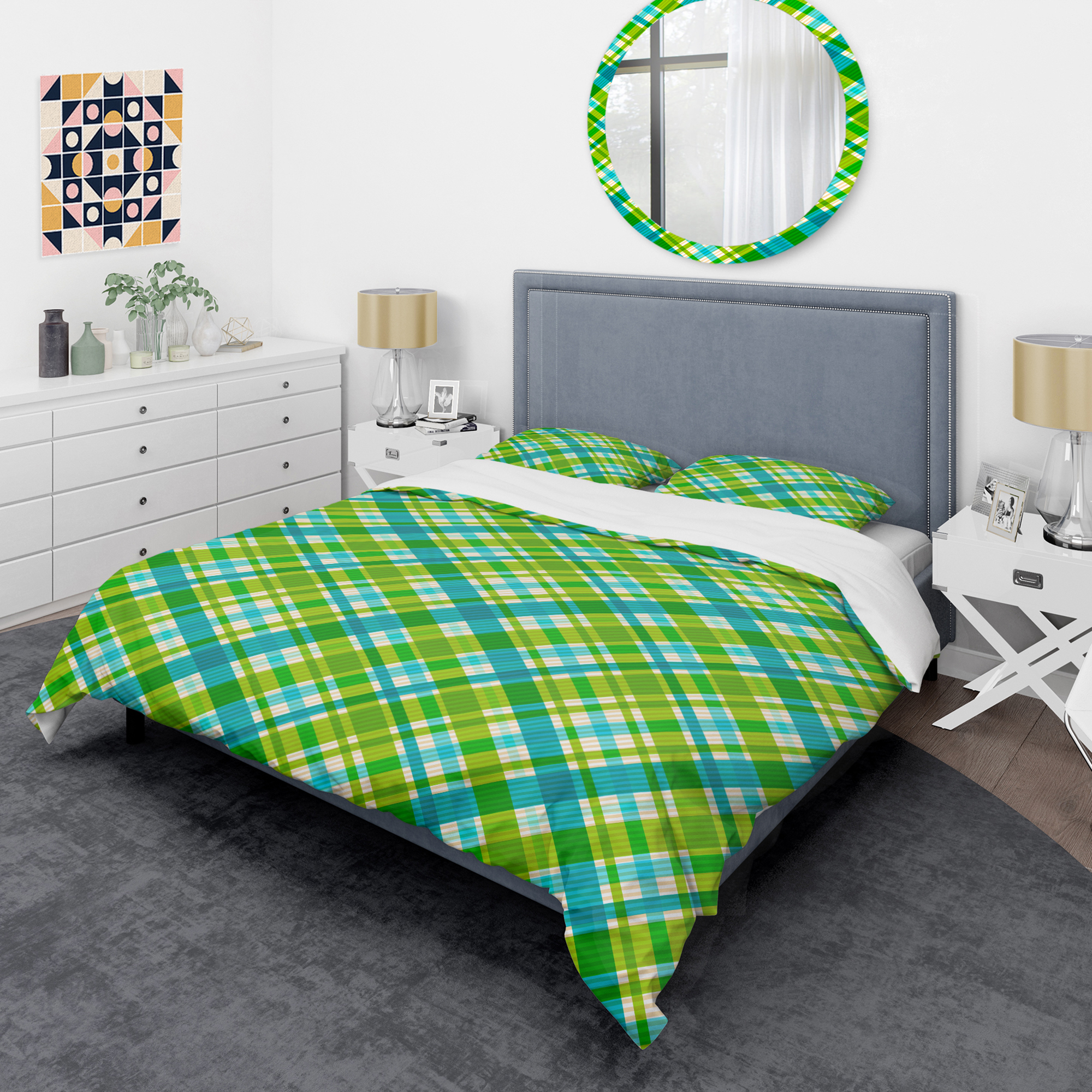Designart 'Tartan Geometrical Texture II' Mid-Century Modern Duvet Cover Set