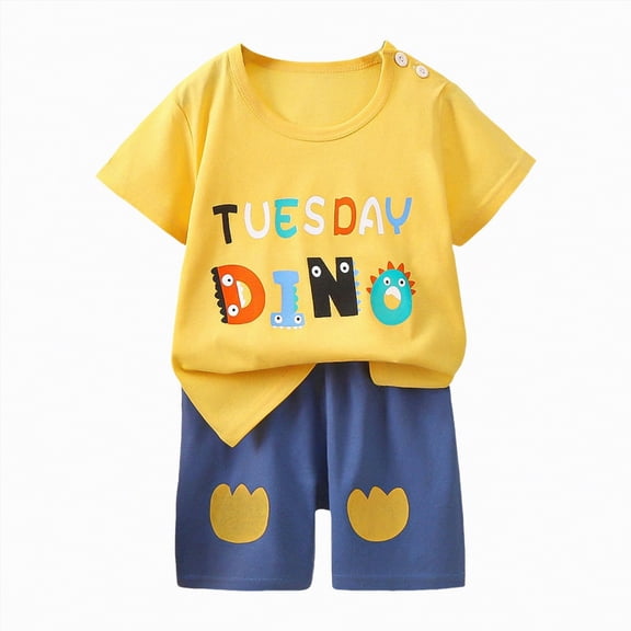 UAYOTSE Baby Boys Girls Summer Outfits Set Clothes 6M 1T 2T 3T Toddler Boys Short Sleeve Tops and Pants 2 Piece Casual Summer Clothing for Kids Boys,Sizes 6-9 Months