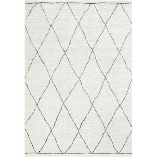 Dynamic Rugs SP28490046242 2 Pi 2 Po x 7 Pi 7 Po Sherpa 49004 Rectangle Contemporain Tapis Shag - 6242 Ivoire & Gris