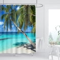 thumbnail image 2 of Ocean Shower Curtain  Trees Beach Summer Seaside  Island Coastal Landscape Waterproof Polyester Fabric Home Bathroom Decor 12PCS Plastic Hooks 72Lx60W inches, 2 of 11