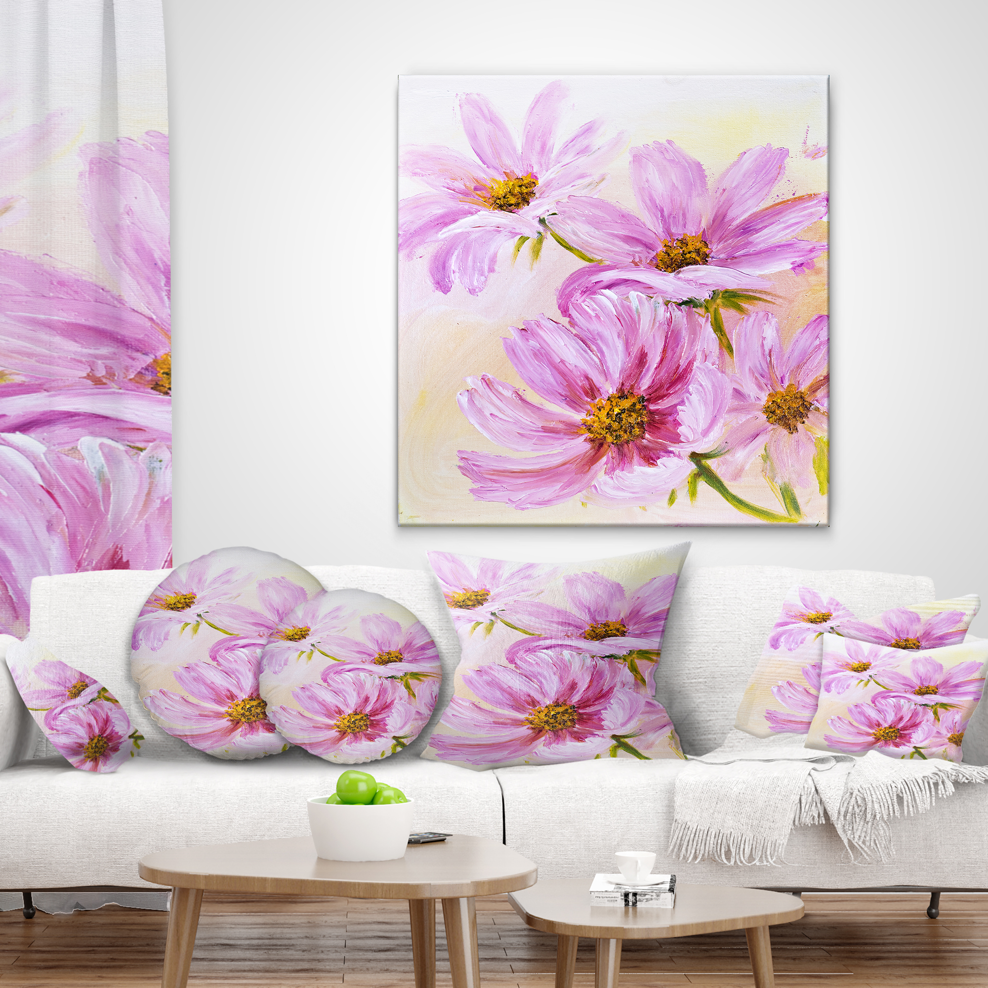 Designart 16" x 16" Pink Polyester Throw Pillow