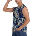 thumbnail image 3 of Bixox Men's Abstract Blue Squares Printed Shirt Sleeveless Fitness Tank Top-Small, 3 of 7