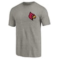 thumbnail image 2 of Men's Gray Heather Louisville Cardinals Left Chest Distressed Logo Tri-Blend T-Shirt, 2 of 3