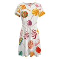 thumbnail image 4 of Sweets And Rainbow Lollipops Pattern Women's Dress Short Sleeve Summer Sundress Summer Women Clothes, 4 of 7