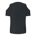 thumbnail image 7 of RYRJJ Womens Tops Trendy Cold Shoulder Short Sleeve V Neck Tee Shirts Summer Dressy Casual Eyelet Blouse(Black,M), 7 of 7