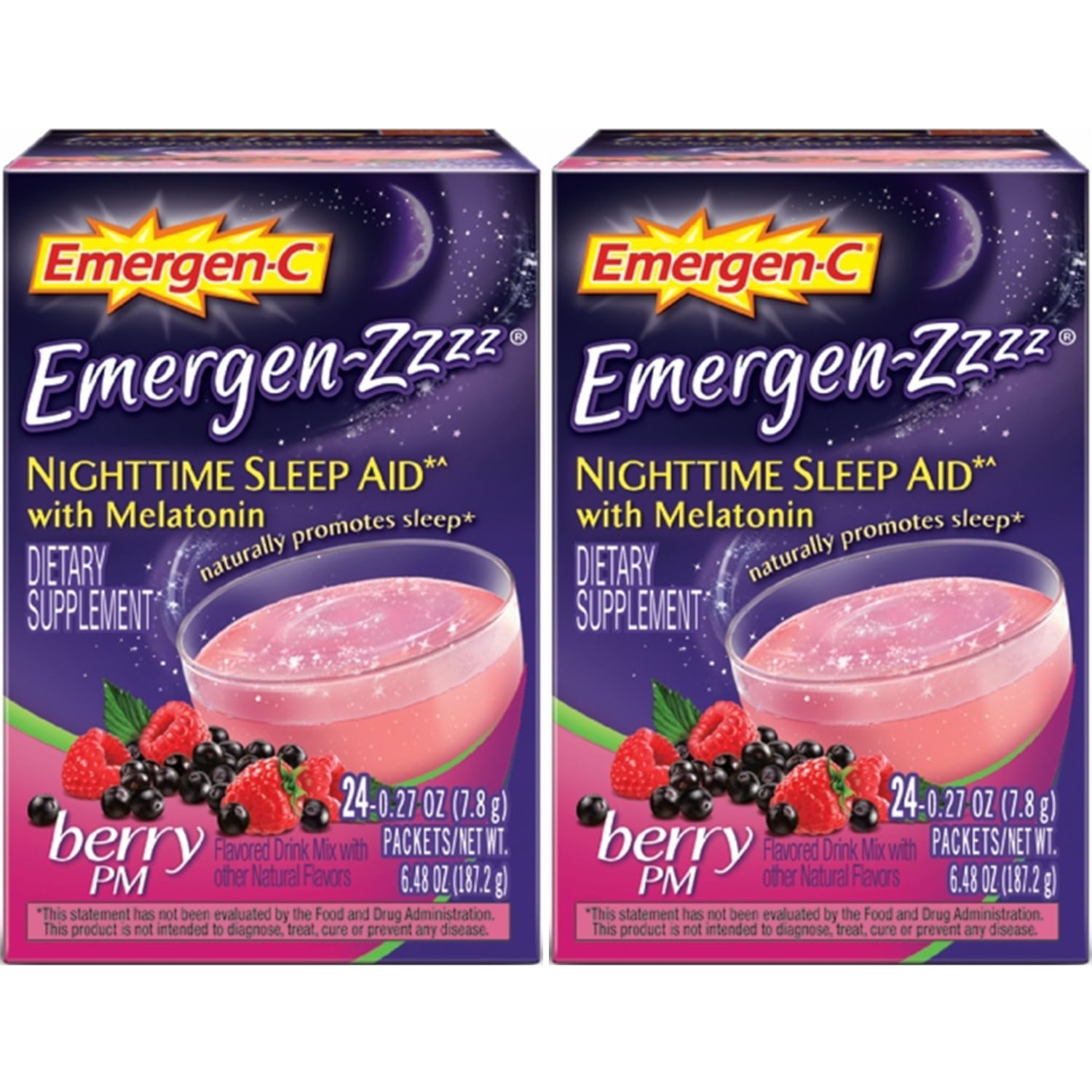 2 Pack EmergenC EmergenZzzz Nighttime Sleep Aid w/ Melatonin, 24