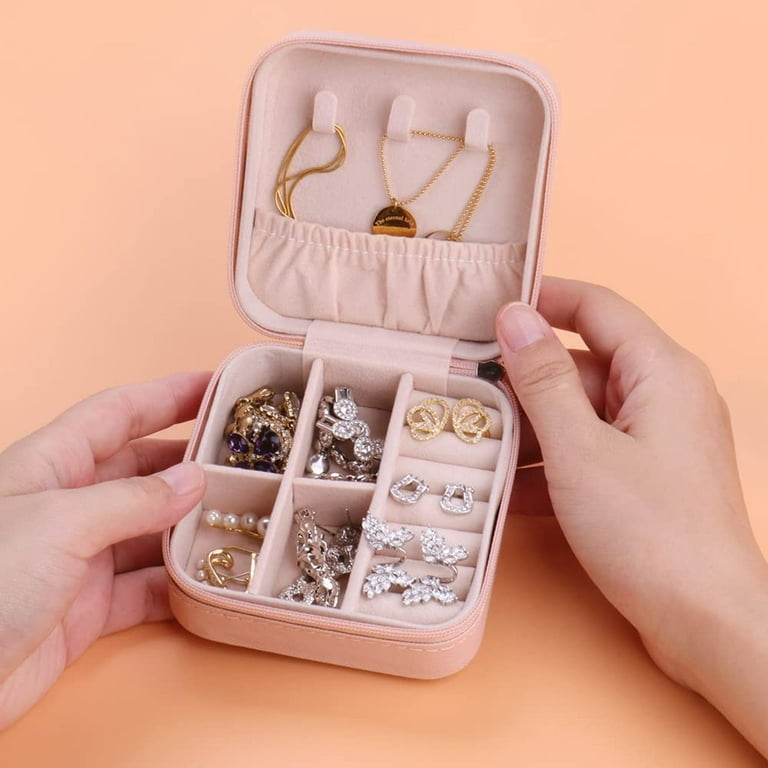 Travel Velvet Jewelry Box, Mini Gift Box With Mirror, Girl, Small Portable  Organizer Box With Ring, Earrings, Necklace, Bracelet 