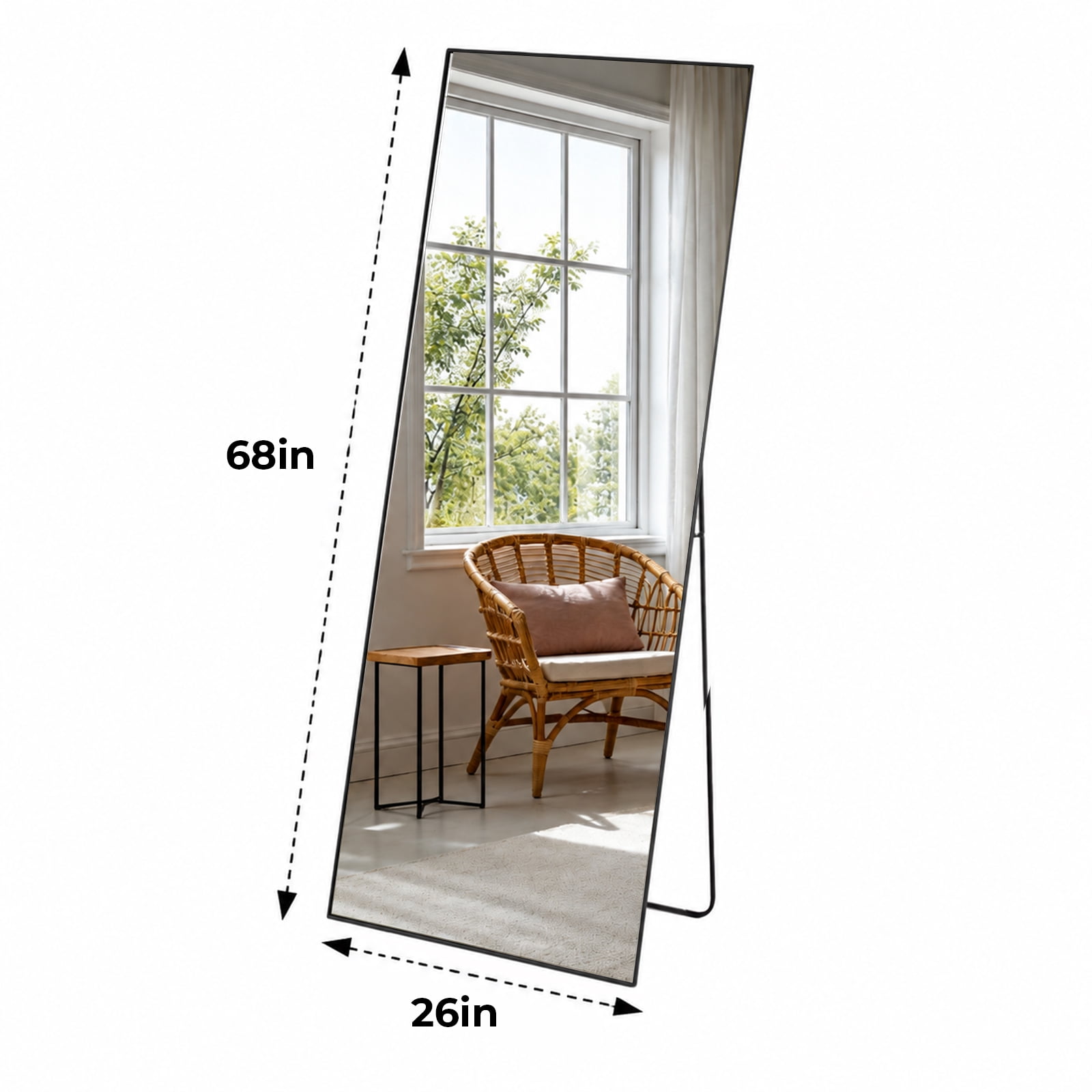 Alvantor Wall Full Length Mirror, Standing Mirror Full Body with Aluminium Frame, Cloakroom Modern Simple Home Decor, Can Be Hanging, Leaning or Wall