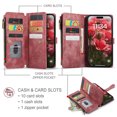 thumbnail image 4 of ELEHOLD for iPhone 16 Pro Max Case for Men Women Wallet Case, Premium Leather Shockproof Purse Case with Credit Card Slots Zipper Pocket Anti-Loss Wriststrap iPhone 16 Pro Max,Red, 4 of 4