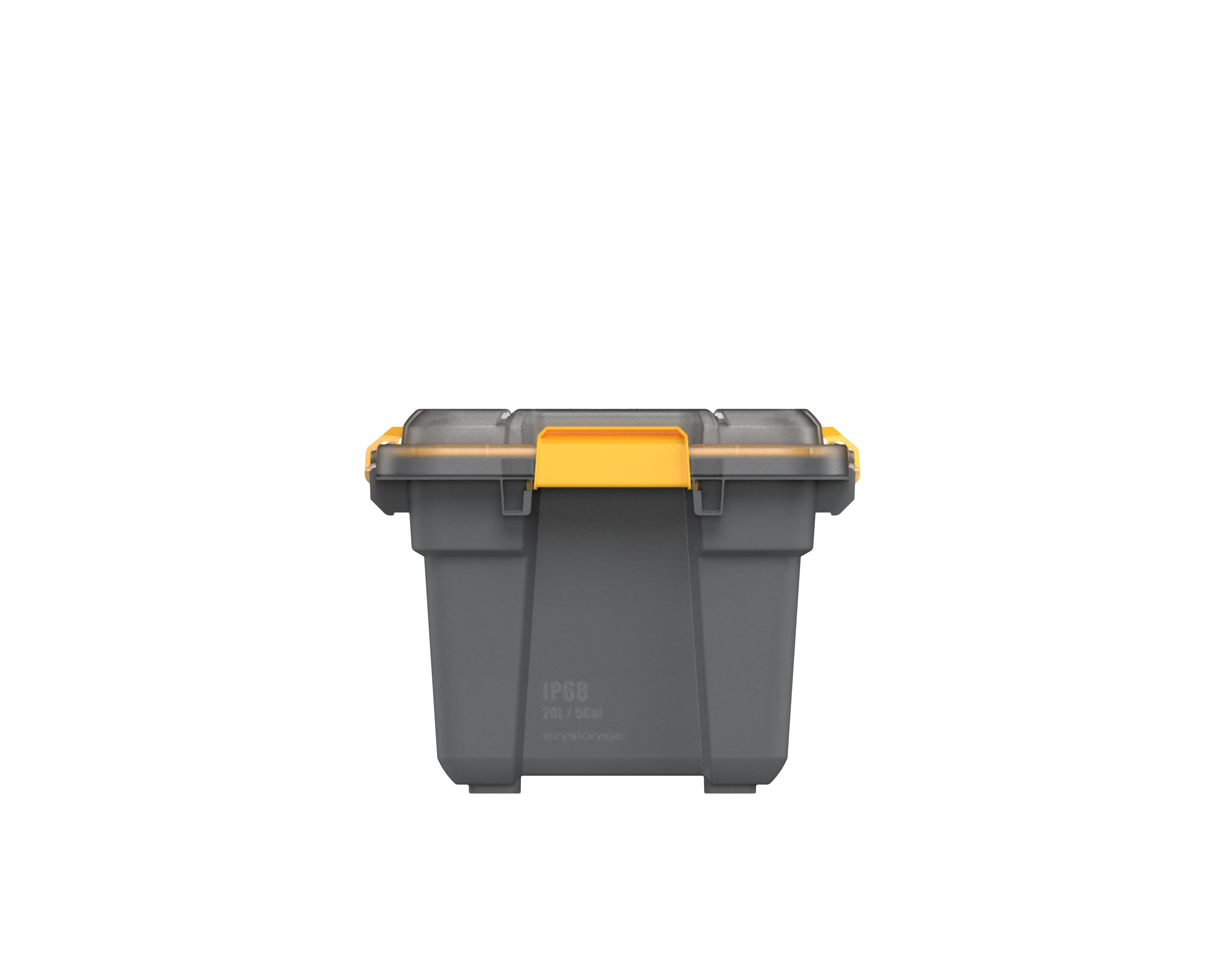 Ezy Storage 5.28 Gallon Small Gasket Tote, IP68 WaterProof Plastic Storage Bin with Lid, Gasket Seal and Durable Latches, Gray