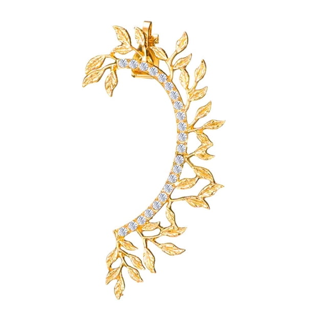 Pendientes de botón con forma de flor de perla de cristal para trepar y trepar, con diamantes de imitación, de resina, con diseño floral, para la oreja izquierda, con clip para la oreja supe
