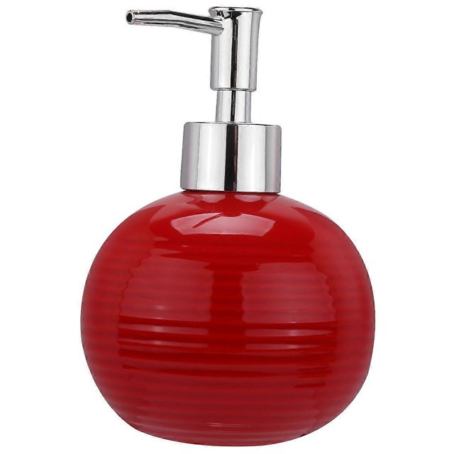 1Pc Press Bottle Ceramic Lotion Packing Bottles Squeeze Pump Dispenser (Red)