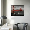 thumbnail image 3 of FLORID Black and White Red Canvas Paintings Golden Gate Bridge Bedroom San Francisco Wall Art Contemporary Home Decor California Bathroom Art 20x16 in / 16x12 in 20x16in, 3 of 4