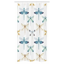 Dragonfly Stall Shower Curtain, Collection of Regularly Lined Up Limitless Dragonfly Patterns Short Lives Symbol, Fabric Bathroom Set with Hooks, 36W X 72L Inches Long, Orange Blue, by Ambesonne